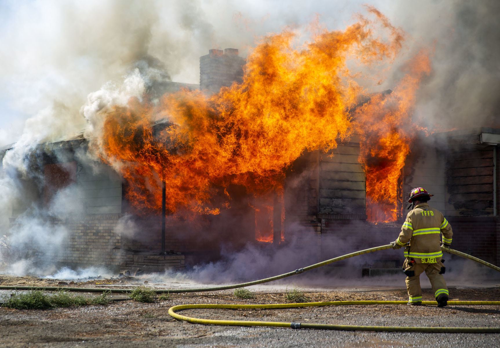 Firefighters train with a control burn